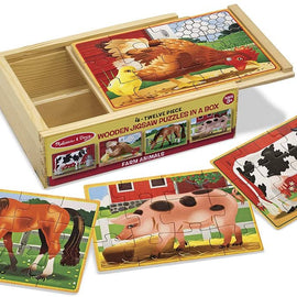 Melissa & Doug  Farm 4-in-1 Wooden Jigsaw Puzzles in a Storage Box (48 pcs )