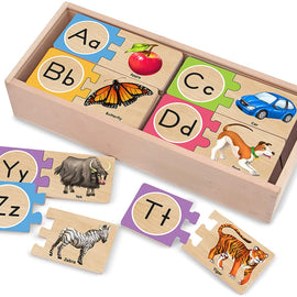 Melissa & Doug Self-Correcting Alphabet Wooden Puzzles with Storage Box (52 pcs)