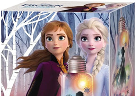 Box of Disney Frozen Magic Light Bulb with characters Anna and Elsa on a snowy background