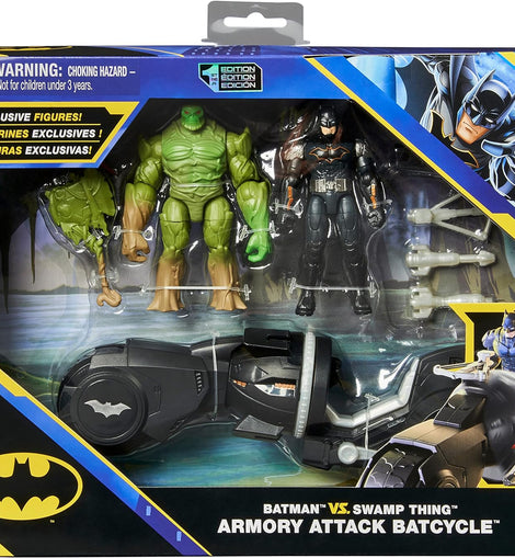 Batman vs Swamp Thing Armory Attack Batcycle with 4