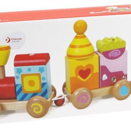 Pull Train by Classic World, One Size 15 Pieces - Wooden Toy