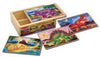 Melissa & Doug  Dinosaurs 4-in-1 Wooden Jigsaw Puzzles in a Storage Box (48 pcs)