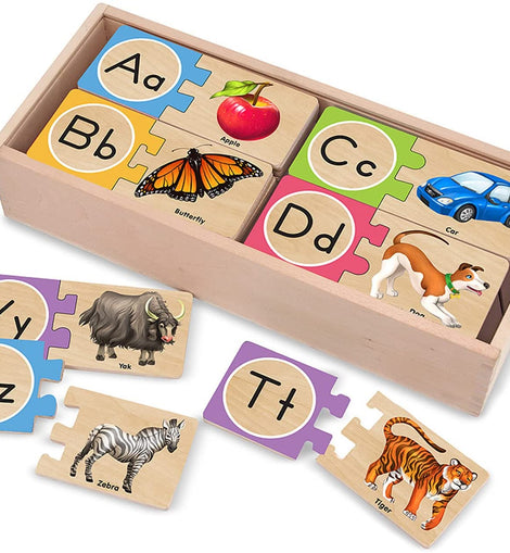 Melissa & Doug Self-Correcting Alphabet Wooden Puzzles with Storage Box (52 pcs)
