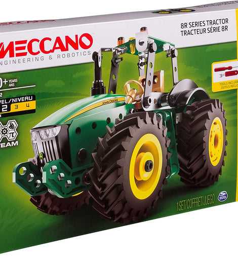 Meccano 18302 - John Deere 8R Series Tractor STEM Building Kit with Working Wheels, For Ages 10 and Up