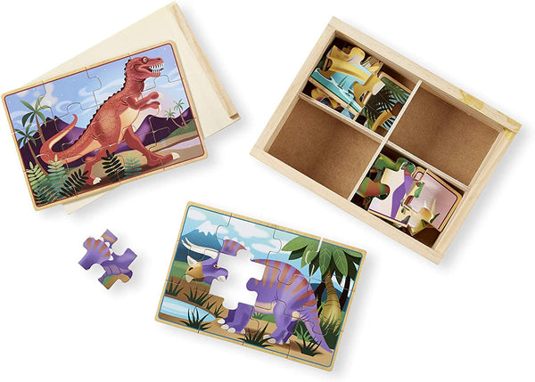 Melissa & Doug  Dinosaurs 4-in-1 Wooden Jigsaw Puzzles in a Storage Box (48 pcs)