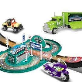 SIX- SIX - ZERO CARRY CASE PLAY SET WITH ASSORTED DIE CAST VEHICLES